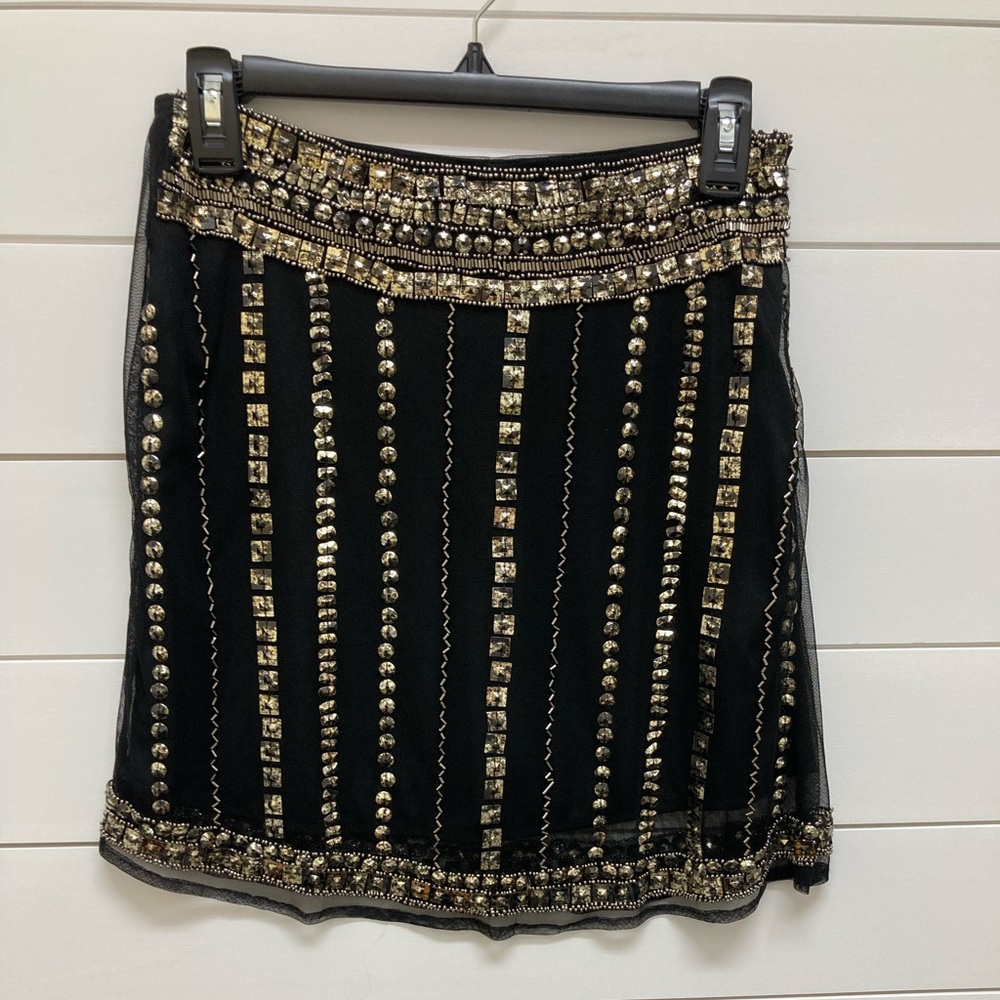 Black Bejeweled Mini Skirt NWT